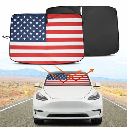 Car Sun Shade Us Flag Front Window Windshield Cover For Tesla Model 3 Y S X 2023