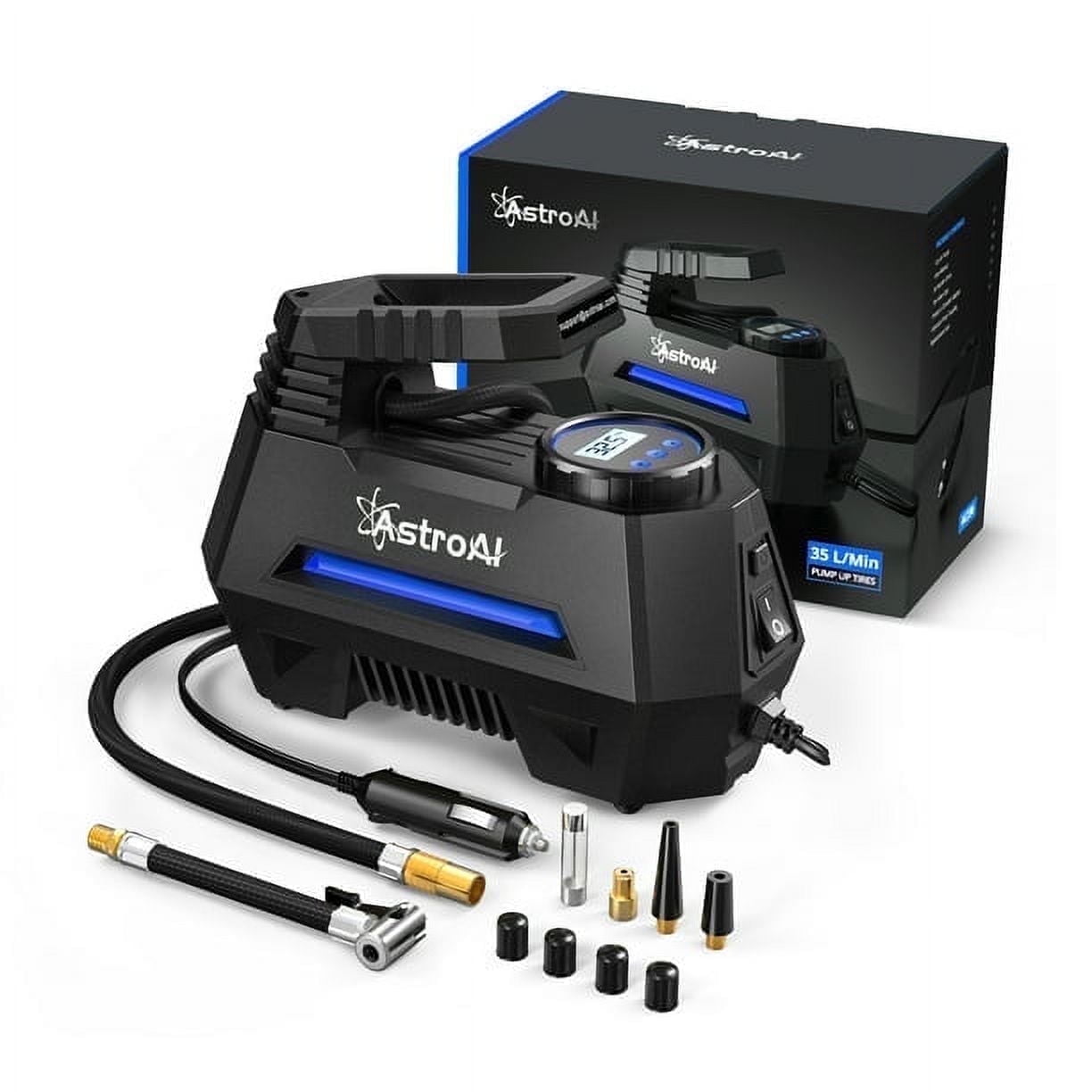 AstroAI Tire Inflator Air Compressor 12V DC, Digital Pressure Gauge Car Tire Pump 150 PSI, Auto Shutoff, Electric Air Pump for Car Tires, Bicycles, Other Inflatables, for Gift