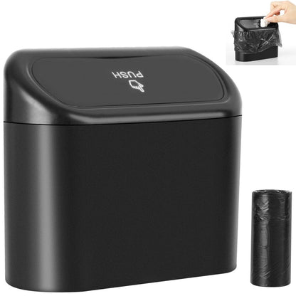 Car Trash Can Bin with Lid, Vehicle Trash Can with Trash Bags, Waterproof Mini Garbage Organizer, Leakproof Small Dustbin, Automotive Garbage Container for Car Home Office