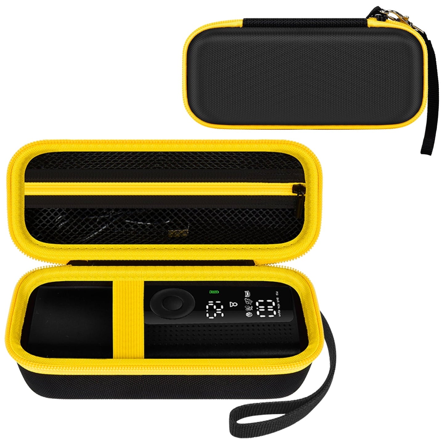 Case Compatible with Airmoto Portable Air Pump 120 PSI Air Compressor, Car Tire Inflator Storage Bag for Accessories-Black+ Yellow Zipper