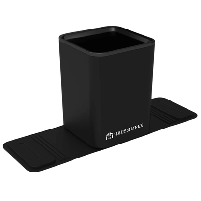 Compact Car Trash Can, 2L Leakproof Garbage Bin with Anti-Tip Stability Wings, Anti-Slip Base, Includes Trash Bags, Black, Medium Size, Universal Fit for Cars, SUVs, Trucks