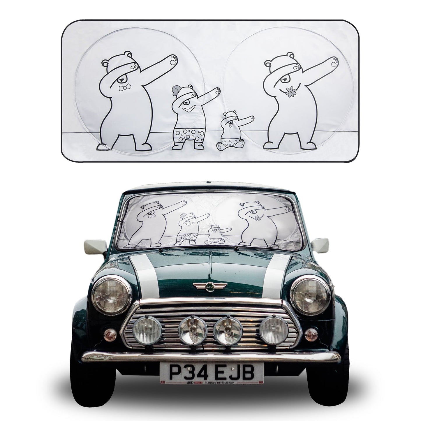 FH Group Dancing Bears Car Windshield Sun Shade, UV Coating Designed to Block the Sun's Rays, Keep Car Cool and Protected - Gray Small