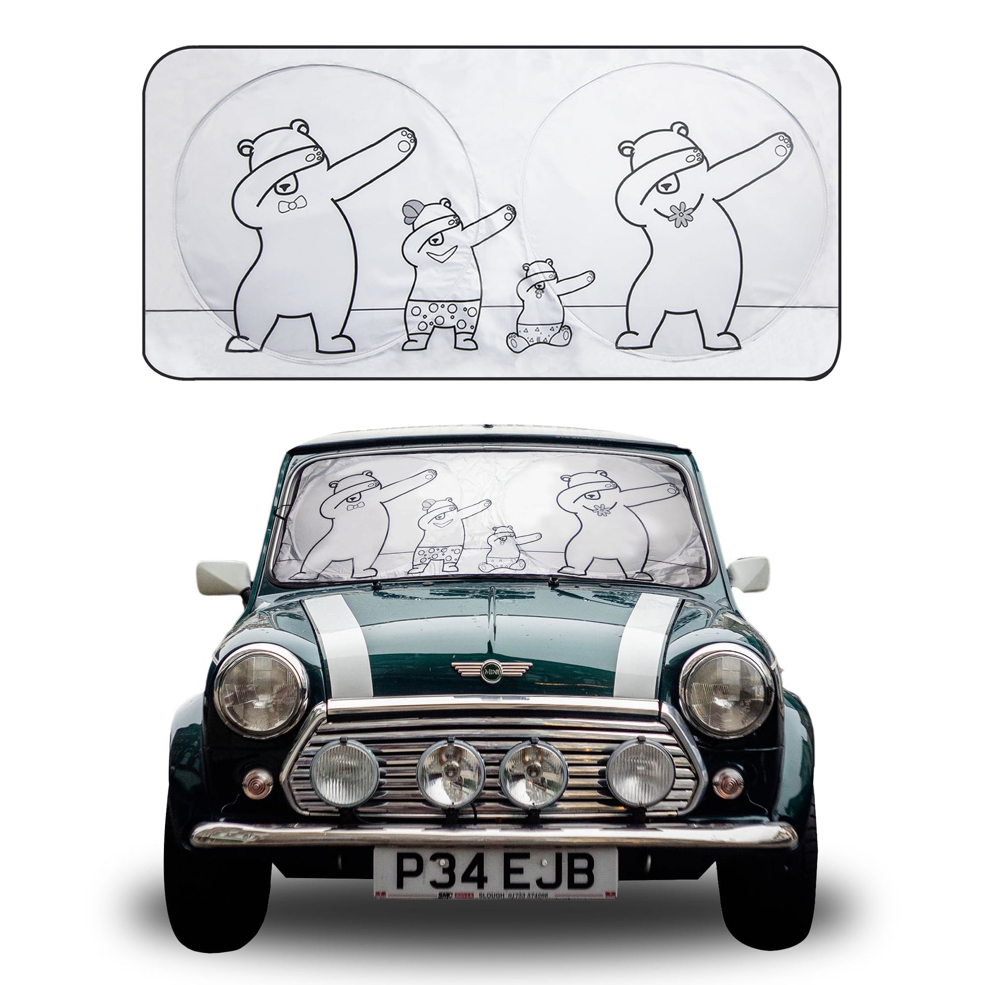 FH Group Dancing Bears Car Windshield Sun Shade, UV Coating Designed to Block the Sun's Rays, Keep Car Cool and Protected - Gray Small