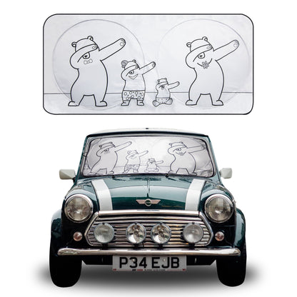FH Group Dancing Bears Car Windshield Sun Shade, UV Coating Designed to Block the Sun's Rays, Keep Car Cool and Protected - Gray Small