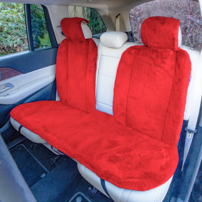 FH Group Doe16 Fluffy Faux Rabbit Fur Rear Car Seat Cushion, for Most Cars, Trucks, SUVs or Vans - Red