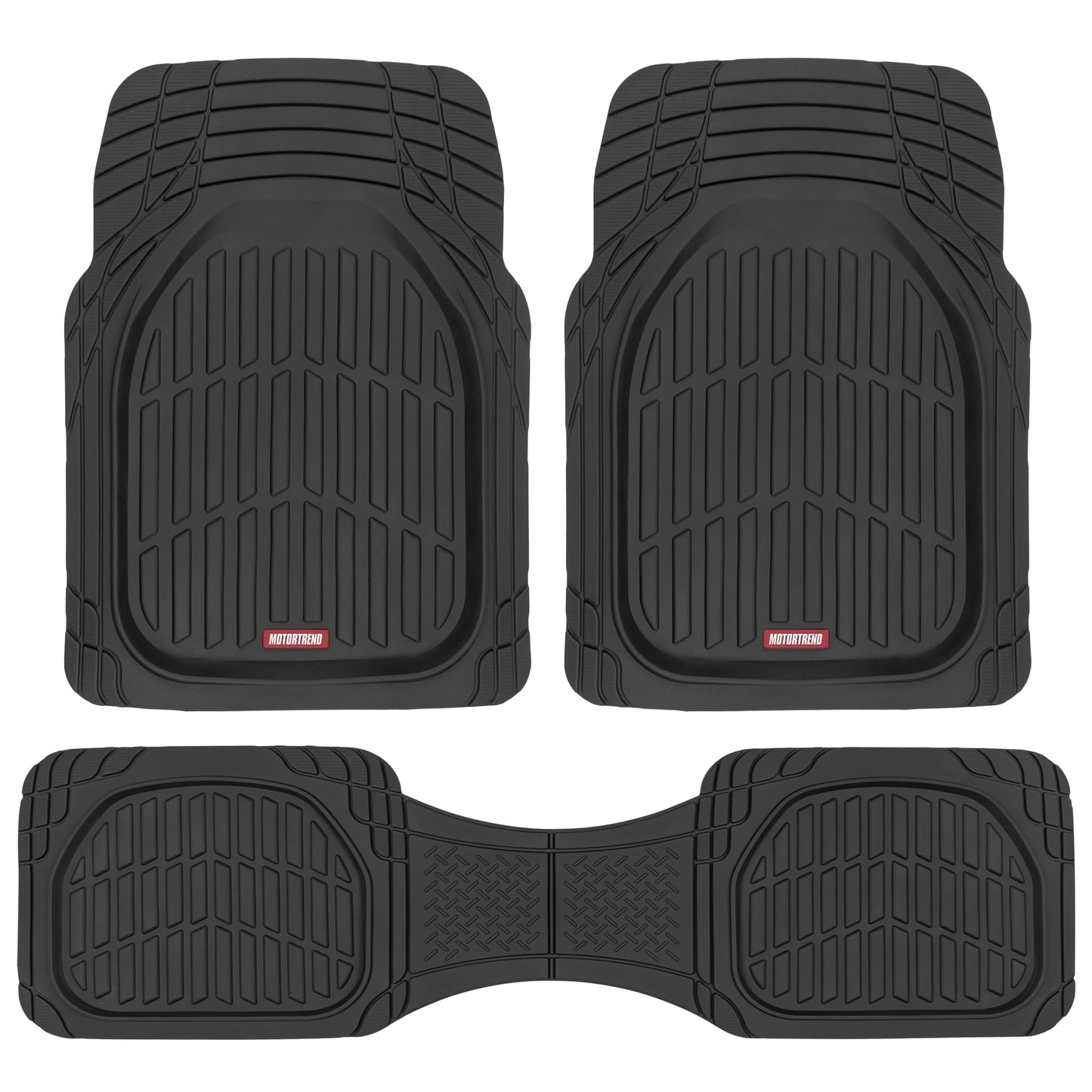 Motor Trend FlexTough Contour Deep Dish Heavy Duty Rubber Floor Mats for Car SUV Truck & Van - All Weather Protection (Deep Dish 2)