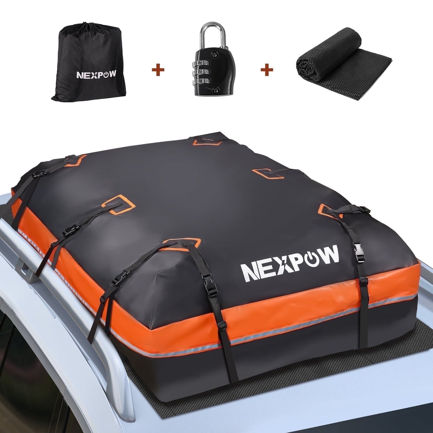 NEXPOW Car Rooftop Cargo Carrier Bag, 21 Cubic Feet Waterproof Heavy Duty 840D Car Roof Bag for All Vehicle with/Without Racks
