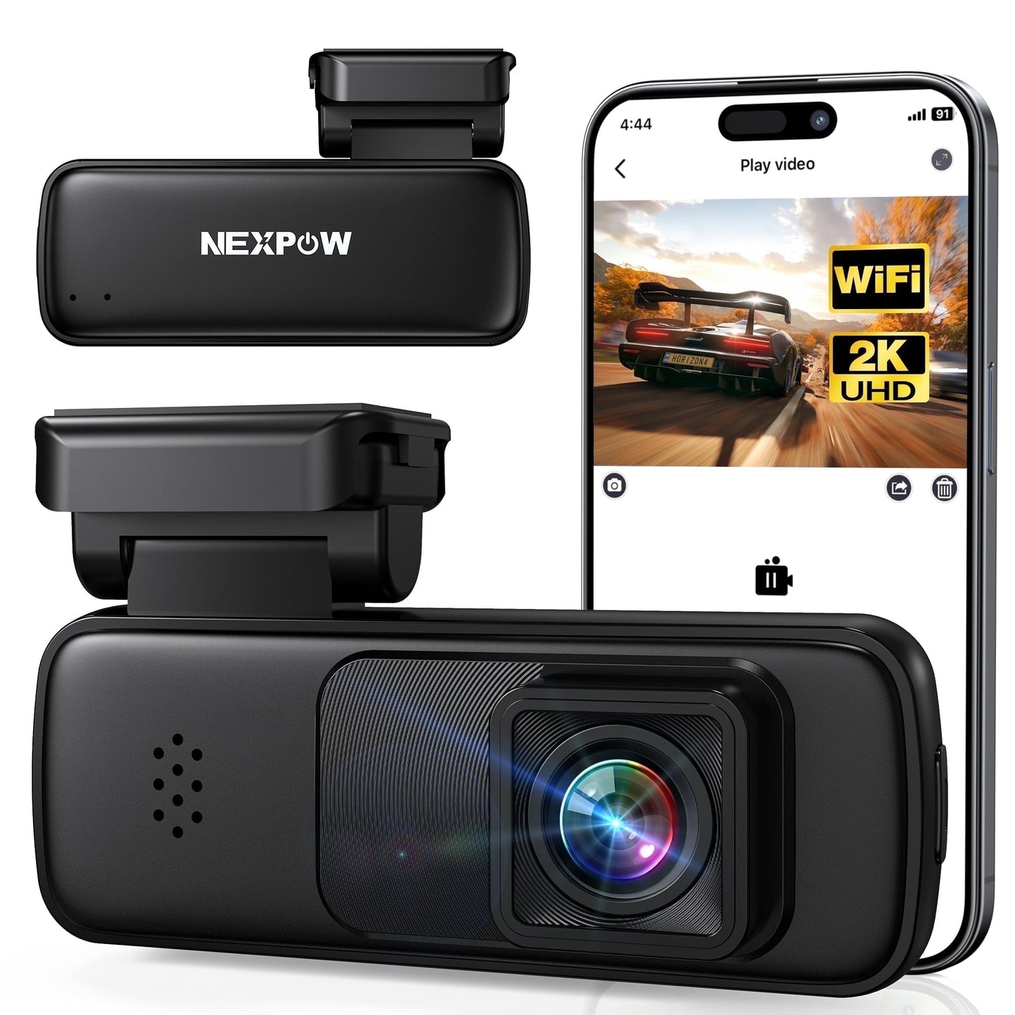 NEXPOW 2K Wifi Front Dash Cam with Voice Control,Dash Camera for Car with App,24H Parking Mode,G-Sensor,Loop Recording,IR Night Vision