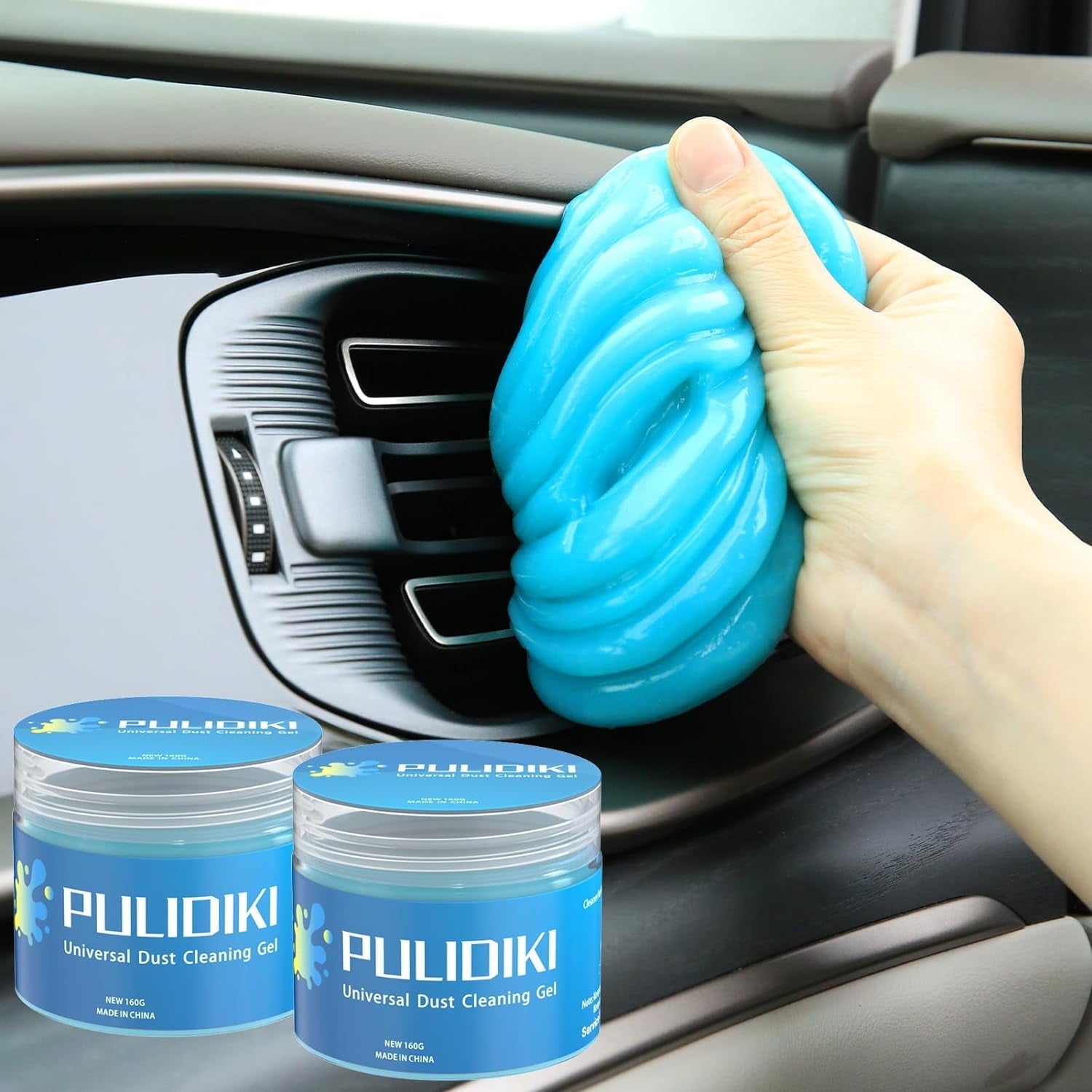 PULIDIKI Car Cleaning Gel Car Cleaning Putty Car Putty Auto Detailing Tools Car Slime Cleaner Dust Cleaning Gel for Car Interior Cleaner Car Cleaning Supplies Cleaning Kit Car Accessories Blue 2Pack