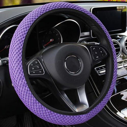 PWFE Universal 38cm Car Auto Steering Wheel Cover, Elastic Ice Silk, Summer Cool Non-Slip Auto Accessories - Purple