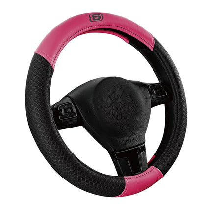 Skechers Air Cooled Memory Foam Steering Wheel Cover, Breathable Comfort Grip, Soft Leather, All-Season Fit for Cars, SUVs, and Trucks Hot Pink