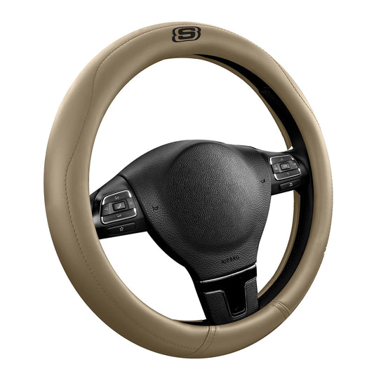 Skechers Leather Steering Wheel Cover, Premium Non-Slip Comfort, Durable and Universal Fit for Cars and Trucks Beige