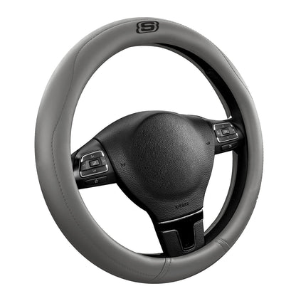 Skechers Leather Steering Wheel Cover, Premium Non-Slip Comfort, Durable and Universal Fit for Cars and Trucks Gray