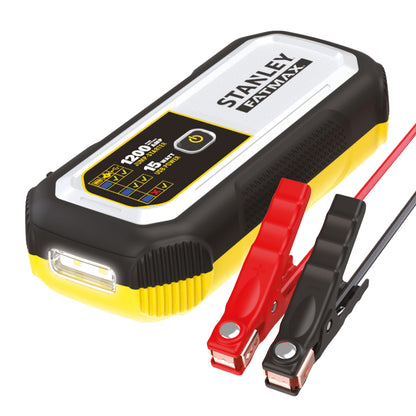 Stanley FatMax 1200A, Lithium Jump Starter with 15 Watt USB-A and USB-C Power, Includes clamps