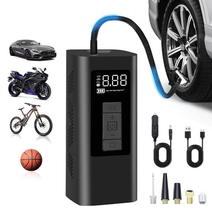 Tire Inflator Portable Air Compressor, 160 PSI Air Pump with 12000mAh Battery, Auto-shutoff for Cars, Digital Pressure Gauge, Emergency LED Light