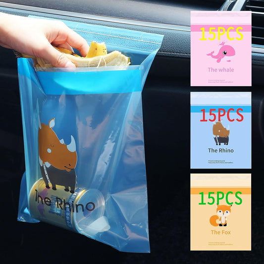 Upgraded Car Trash Bag, 45pcs Easy Stick-On Disposable Car Garbage Bags, Durable Waterproof Leak-proof Vomit Bag, Kitchen Storage Bag, Suitable for Car Bedroom Bathroom Office Study Room