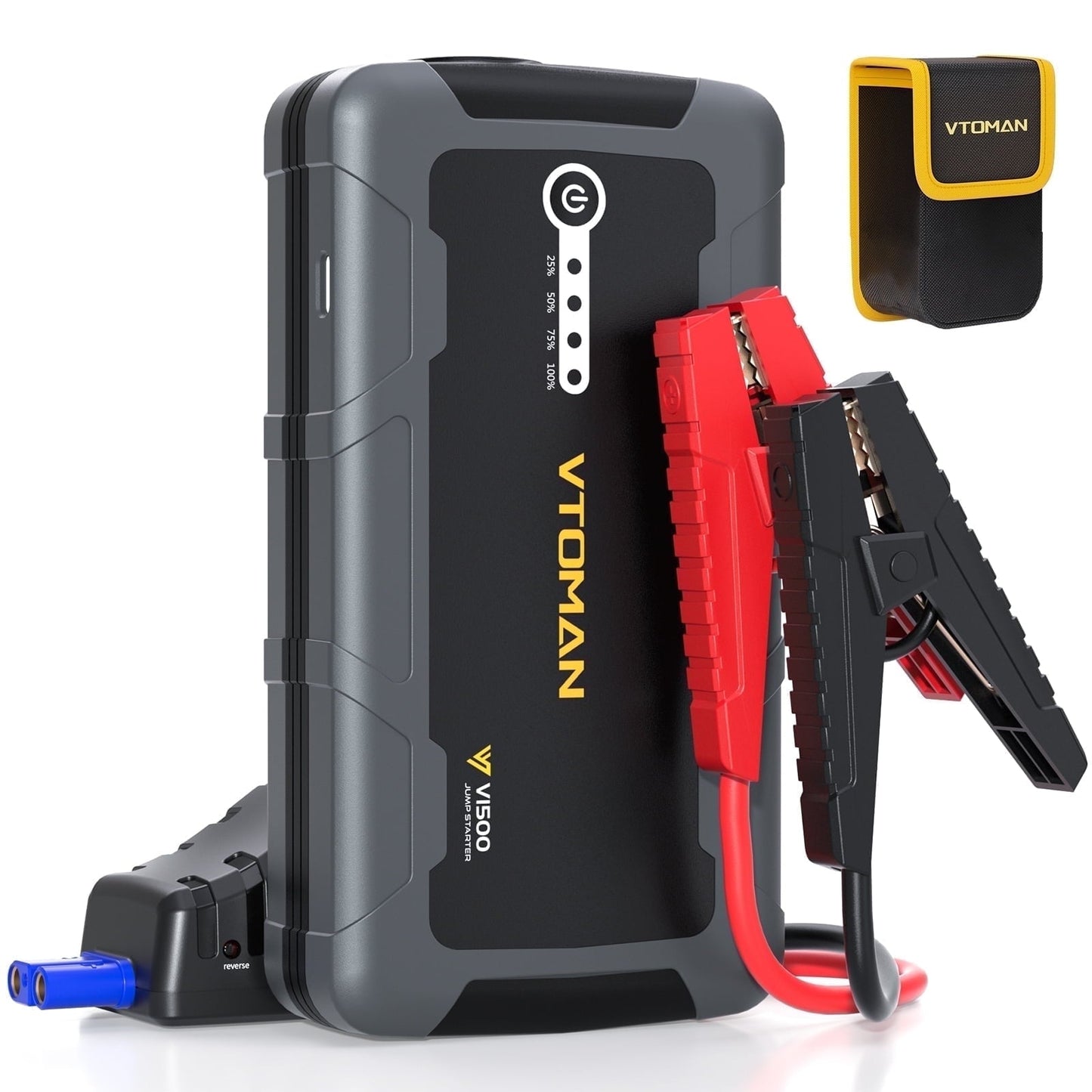 VTOMAN V1500 Jump Starter - Car Battery Jumper Starter for 12V Vehicles (1500A, Up to 6.0L Gas & 4.0L Diesel Engines), Jump Box, Lithium Booster Pack, Portable Charger with Jumper Cables, LED Light