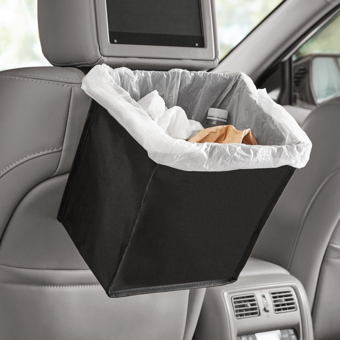 Auto Drive Trash Bin Collapsible Portable Auto Garbage Bag Multipurpose Car Organizer (Black)