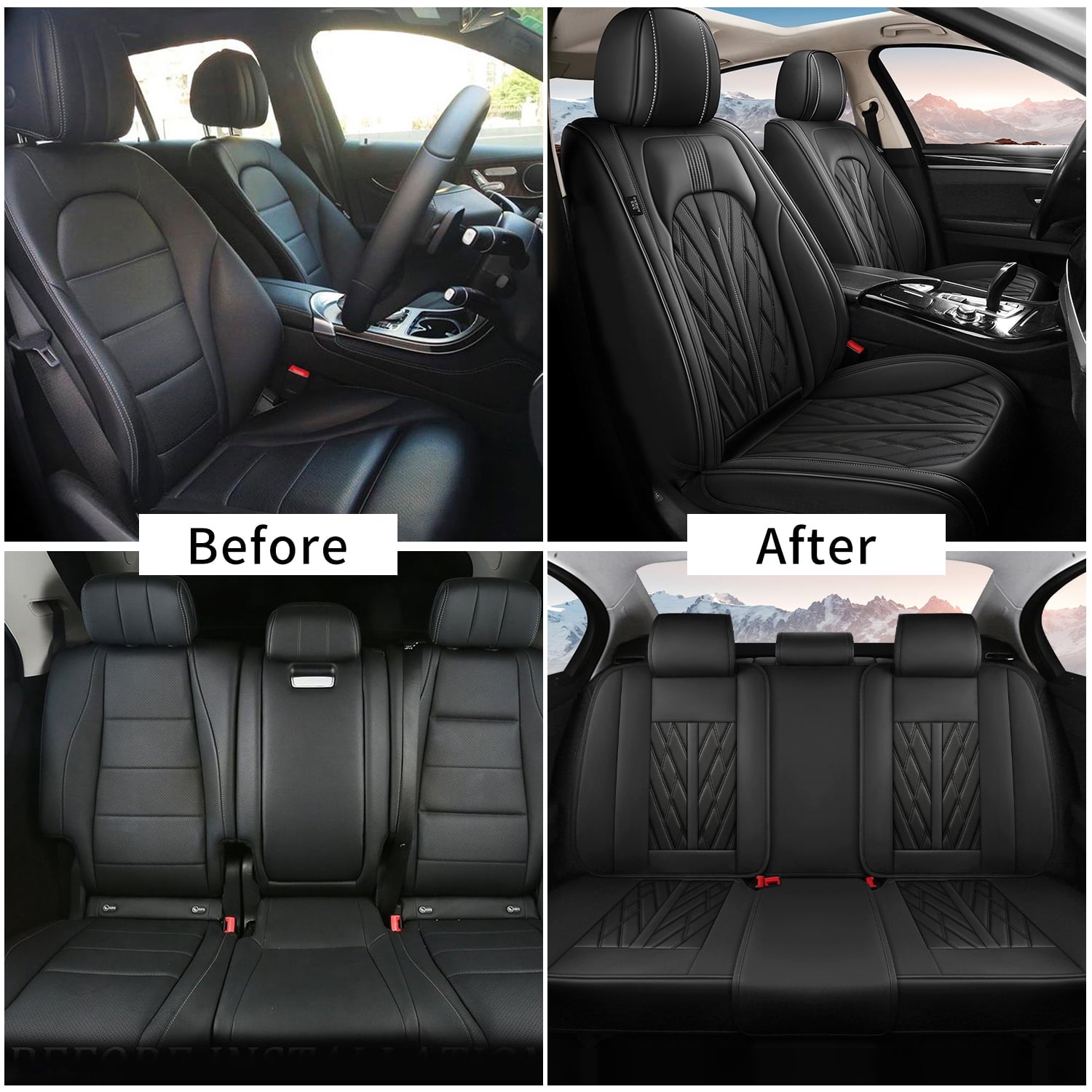 AOMSAZTO Car Seat Covers Fit for Toyota RAV4 2013-2025 Full Set Leather Seat Cushion Waterproof Automotive Seat Protectors(5 Seats,Black)