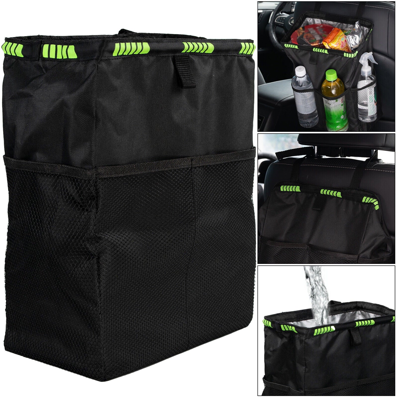 Car Trash Bag Litter Can Garbage Bin Seat Organizer Storage Box Waterproof for Van Truck Universal