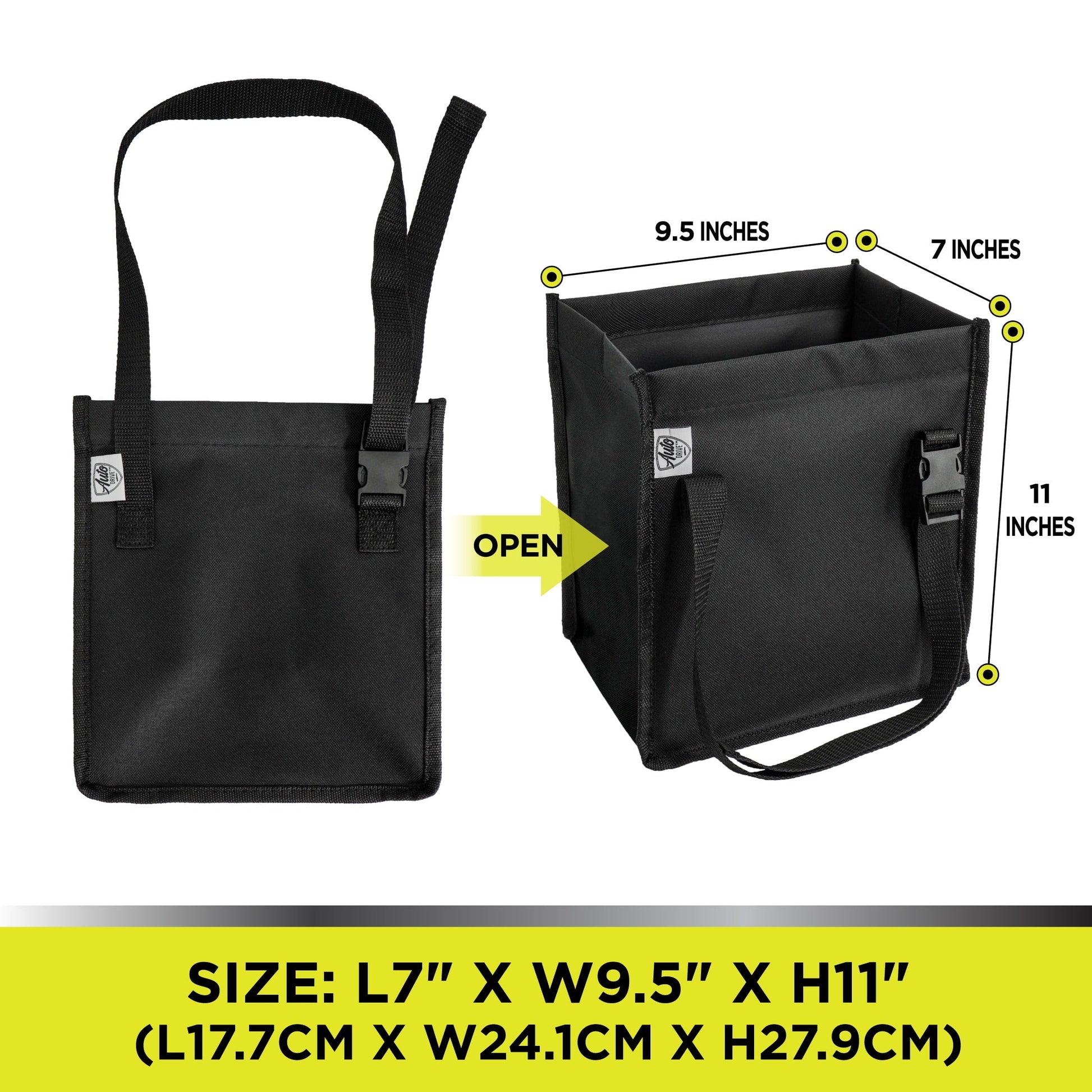 (4 pack) Auto Drive Trash Bin Collapsible Portable Auto Garbage Bag Multipurpose Car Organizer (Black)