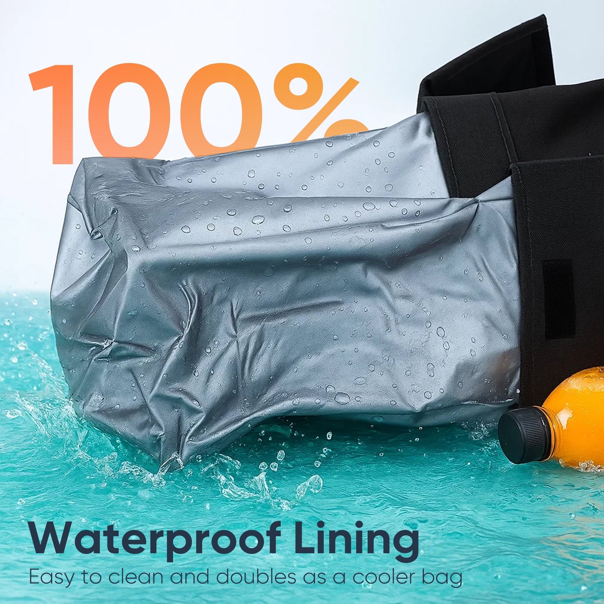 Deli Car Trash Can with Lid, 3 Gallon/11.5L Leak-Proof Trash Bin Car Garbage Can with Mesh Pockets,Waterproof Collapsible Car Organizer Hanging for Back/Front Seat/Console