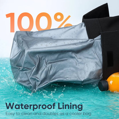 Deli Car Trash Can with Lid, 3 Gallon/11.5L Leak-Proof Trash Bin Car Garbage Can with Mesh Pockets,Waterproof Collapsible Car Organizer Hanging for Back/Front Seat/Console