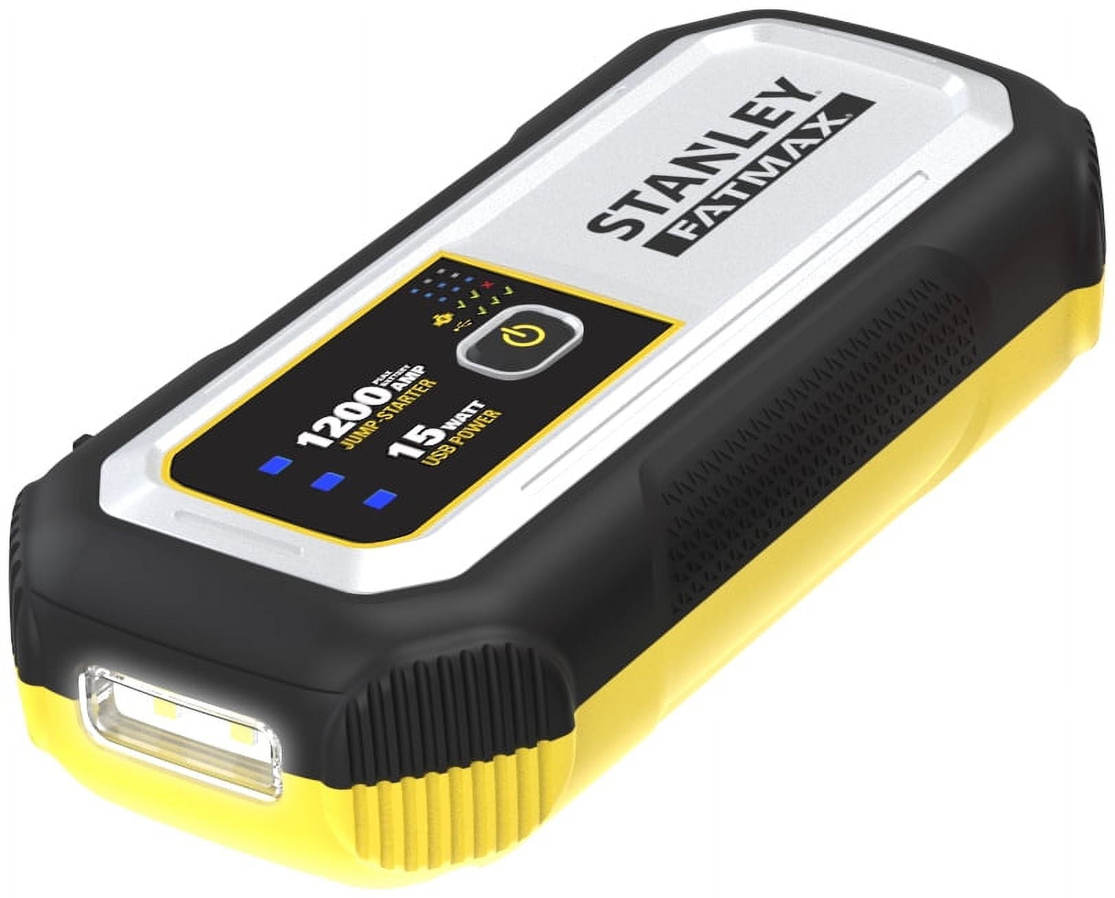 Stanley FatMax 1200A, Lithium Jump Starter with 15 Watt USB-A and USB-C Power, Includes clamps