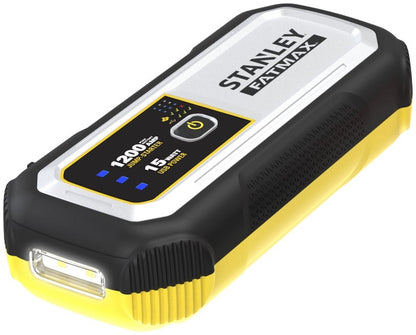 Stanley FatMax 1200A, Lithium Jump Starter with 15 Watt USB-A and USB-C Power, Includes clamps