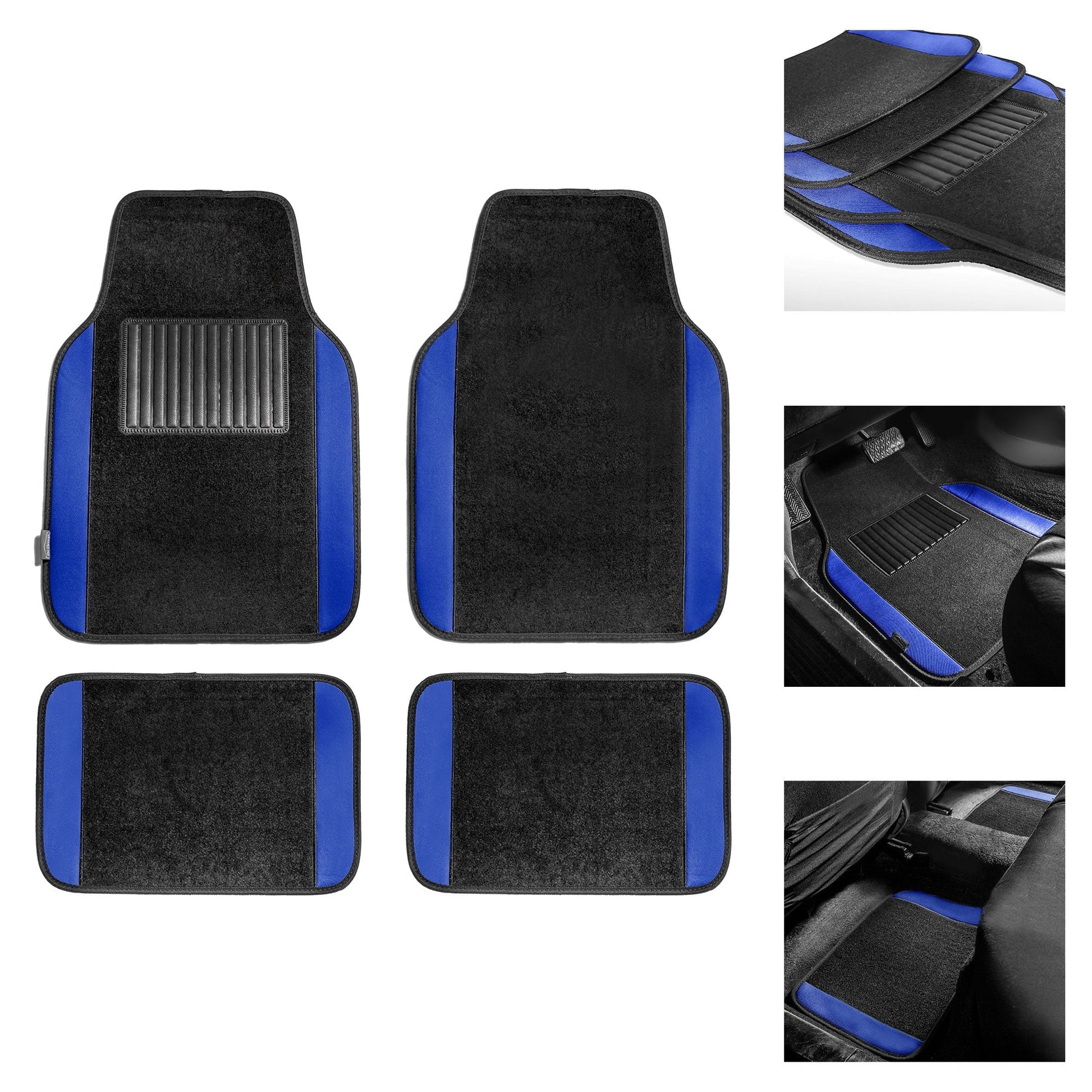 FH Group Universal Fit Premium Carpet Car Floor Mats Front & Rear Full Set - Blue F14407BLUE