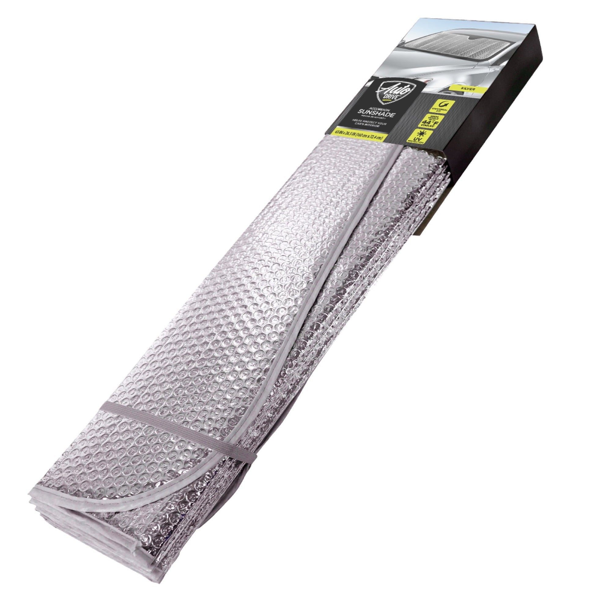 Auto Drive Heavy-Duty Silver Accordion Sunshade 1 Pack, 63'' x 28.5''