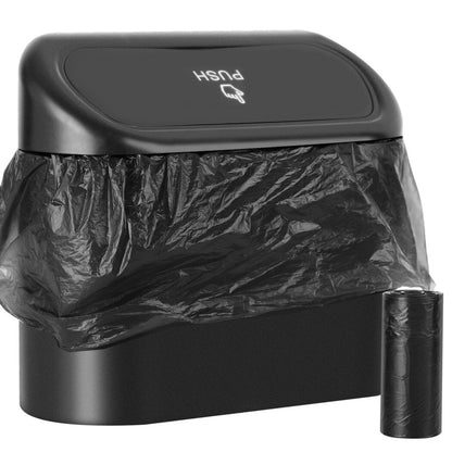 Car Trash Can Bin with Lid, Vehicle Trash Can with Trash Bags, Waterproof Mini Garbage Organizer, Leakproof Small Dustbin, Automotive Garbage Container for Car Home Office