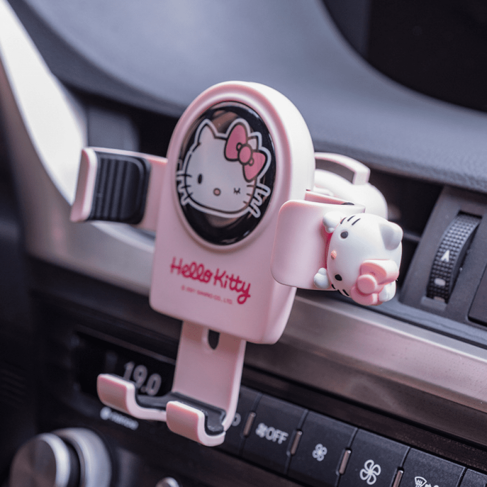 WANNGWEE Hello Kitty Phone Mount for Car, Pink Cat Air Vent Clip Car Phone Holder Mount Fit for All Cell Phone, Pretty Car Accessories for Women and Girls WW728#1632