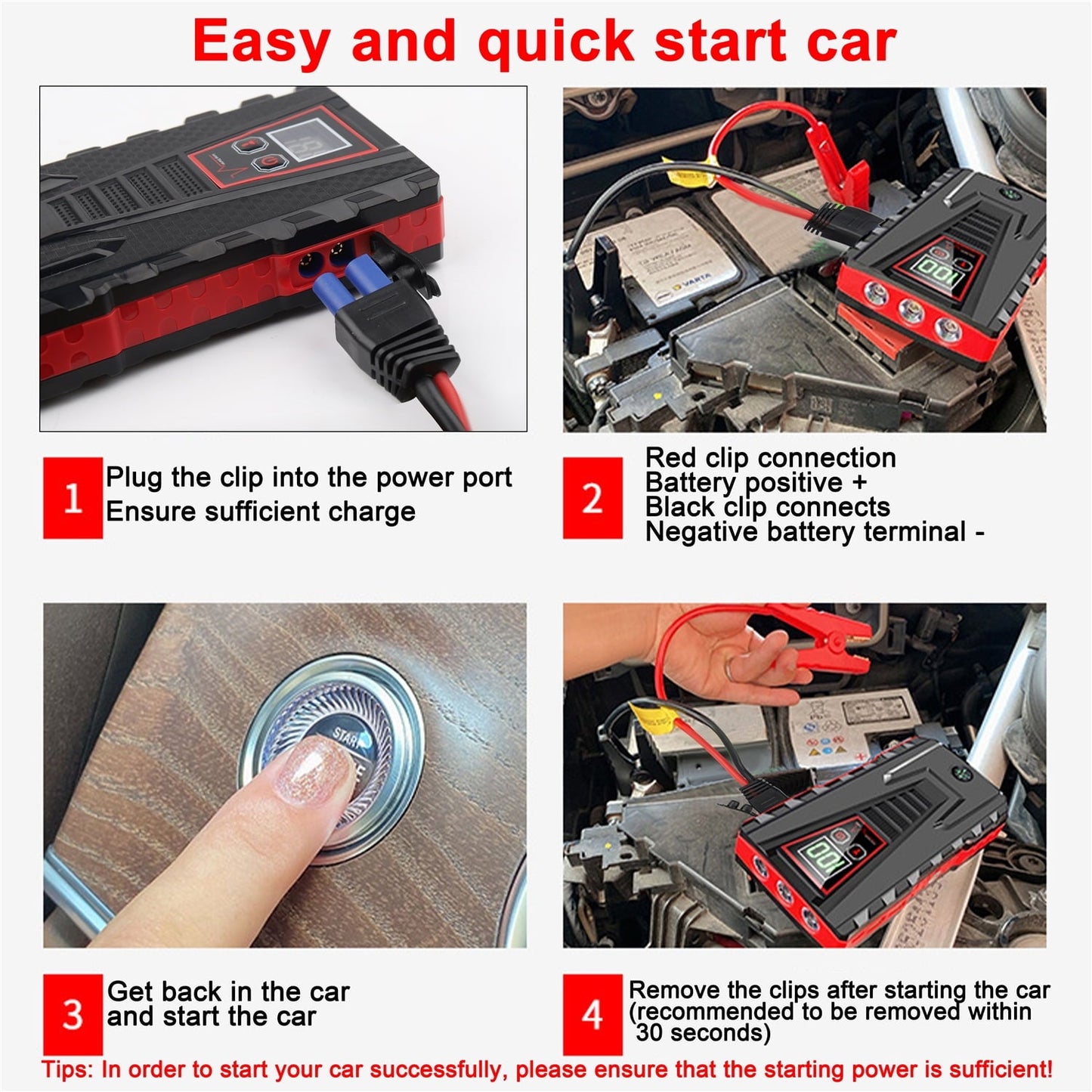 PRAXO Multi-functional Car Jump Starter, 5000A Peak 99800mAh Battery Jump Starter, 12V Car Battery Charger, Auto Battery Booster w/ LCD Display & 3 LED Modes, Portable Power Bank Charger