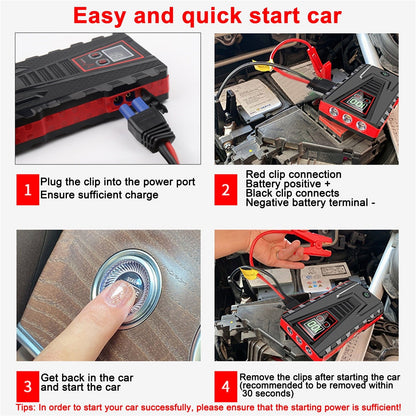 PRAXO Multi-functional Car Jump Starter, 5000A Peak 99800mAh Battery Jump Starter, 12V Car Battery Charger, Auto Battery Booster w/ LCD Display & 3 LED Modes, Portable Power Bank Charger