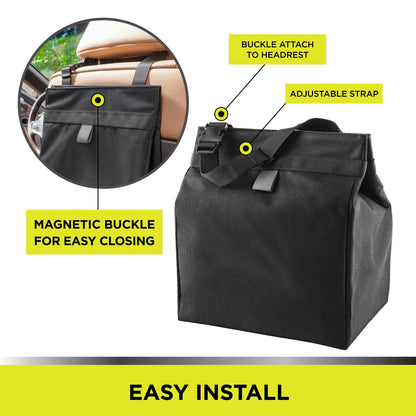 Auto Drive Black Premium Storage Bag Universal Fit on Car Vehicle's Seatback 1 Pack, L10" x W7" x H12"