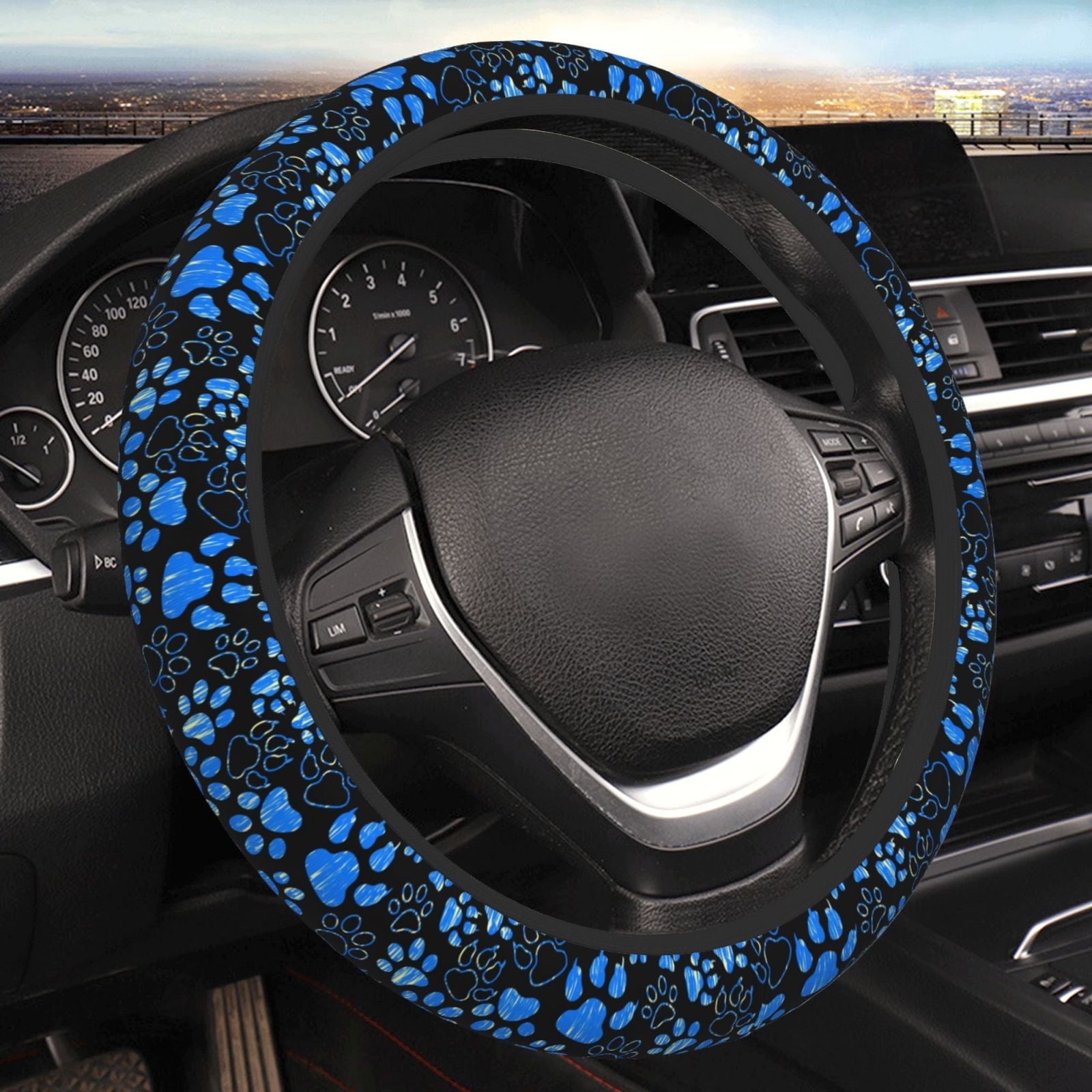 Dog Paw steering wheel cover Anti-Slip, Sweat Absorption Universal 15 inch steering wheel covers cute car accessories for Men Women