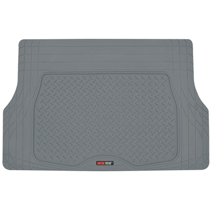 Motor Trend Original FlexTough Gray Rubber Car Floor Mats with Trunk Cargo Liner - All Weather Automotive Floor Mats, Heavy Duty Trim to Fit Design, Floor Liners for Cars Truck Van SUV