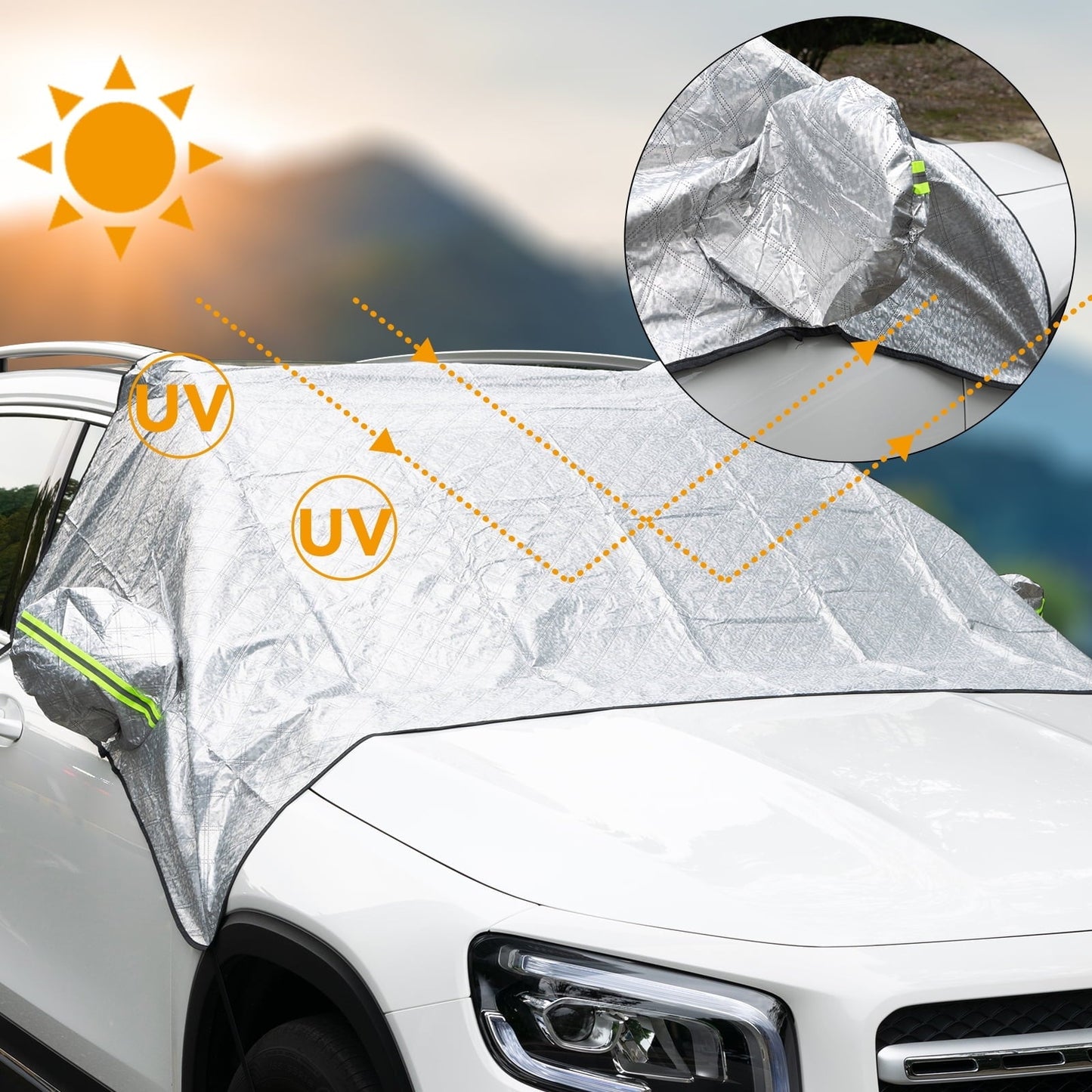 XUKEY Thick Car Windshield Cover Snow Ice Rain Protector Sun Shade Universal for SUV Pick up Truck