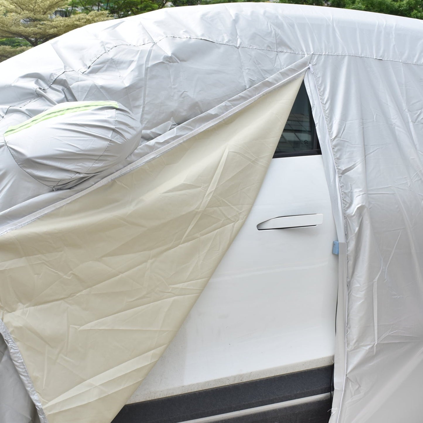 Pecham Car Cover Waterproof with Side Door Zipper All Weather Upgraded UV Protective Vehicle Cover-192"x71"x59" Sedan Cover