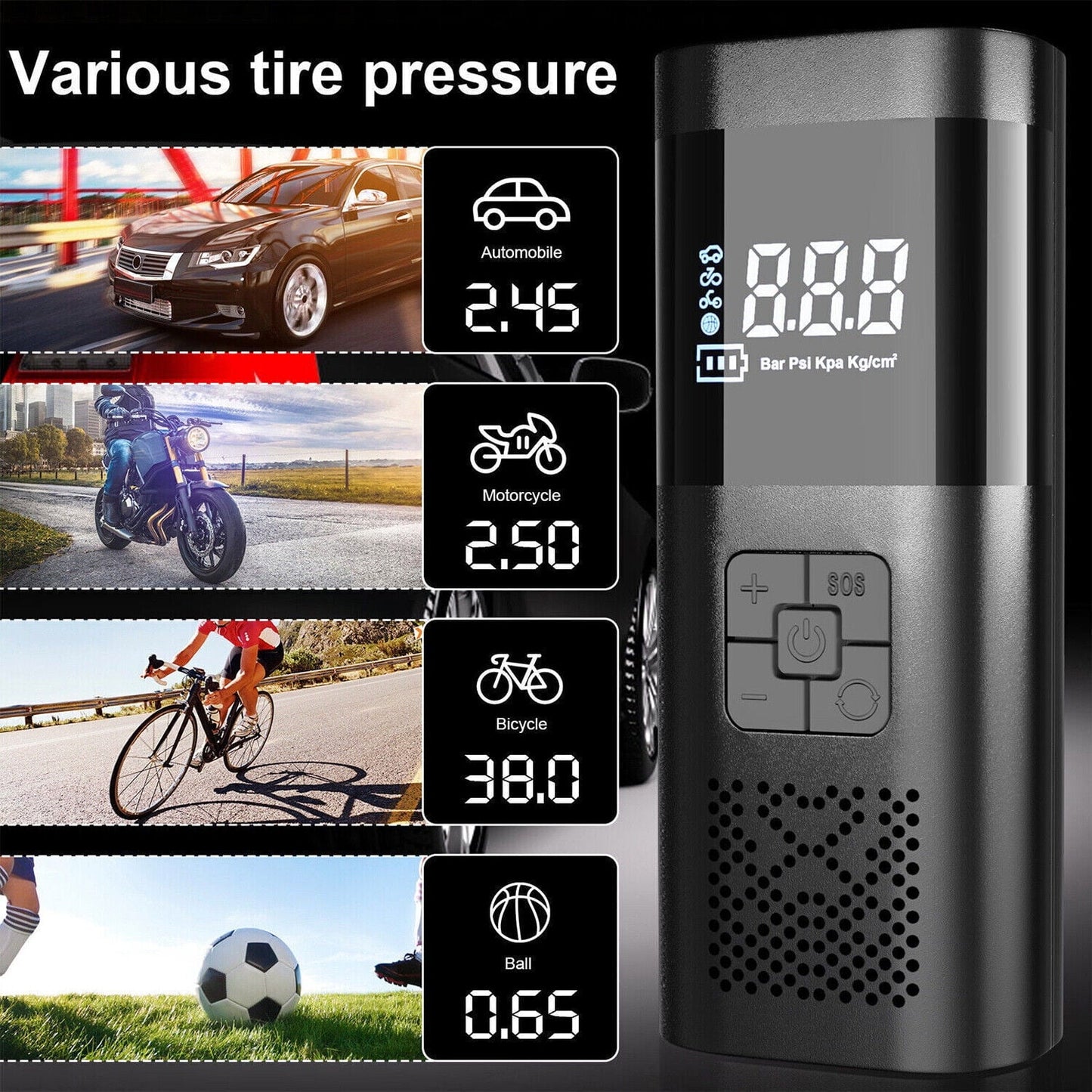 150 PSI Portable Air Compressor Tire Inflator Fits Car Moto Bike Tires Air Pump