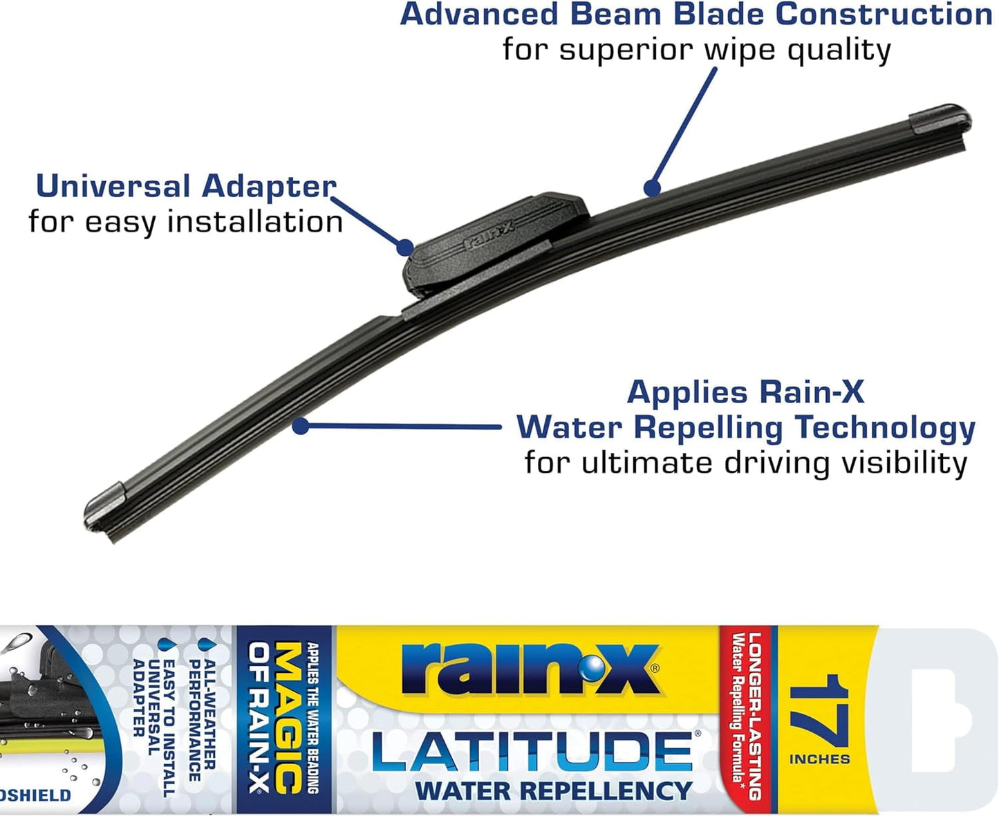 (2 pack) Rain-X Latitude Water Repellency 17" 2-IN-1 Windshield Wiper Blade