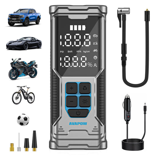AVAPOW Cordless Tire Inflator, 180PSI Portable Air Compressor, Air Pump for Car Tires with Digital Pressure Gauge, LED Light, Auto Shutoff