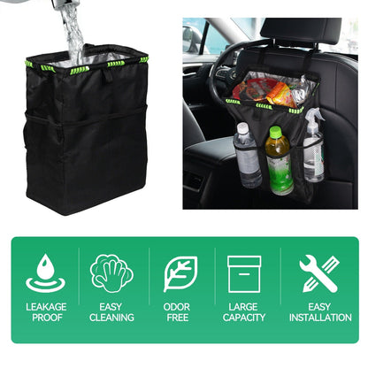 Car Trash Bag Litter Can Garbage Bin Seat Organizer Storage Box Waterproof for Van Truck Universal