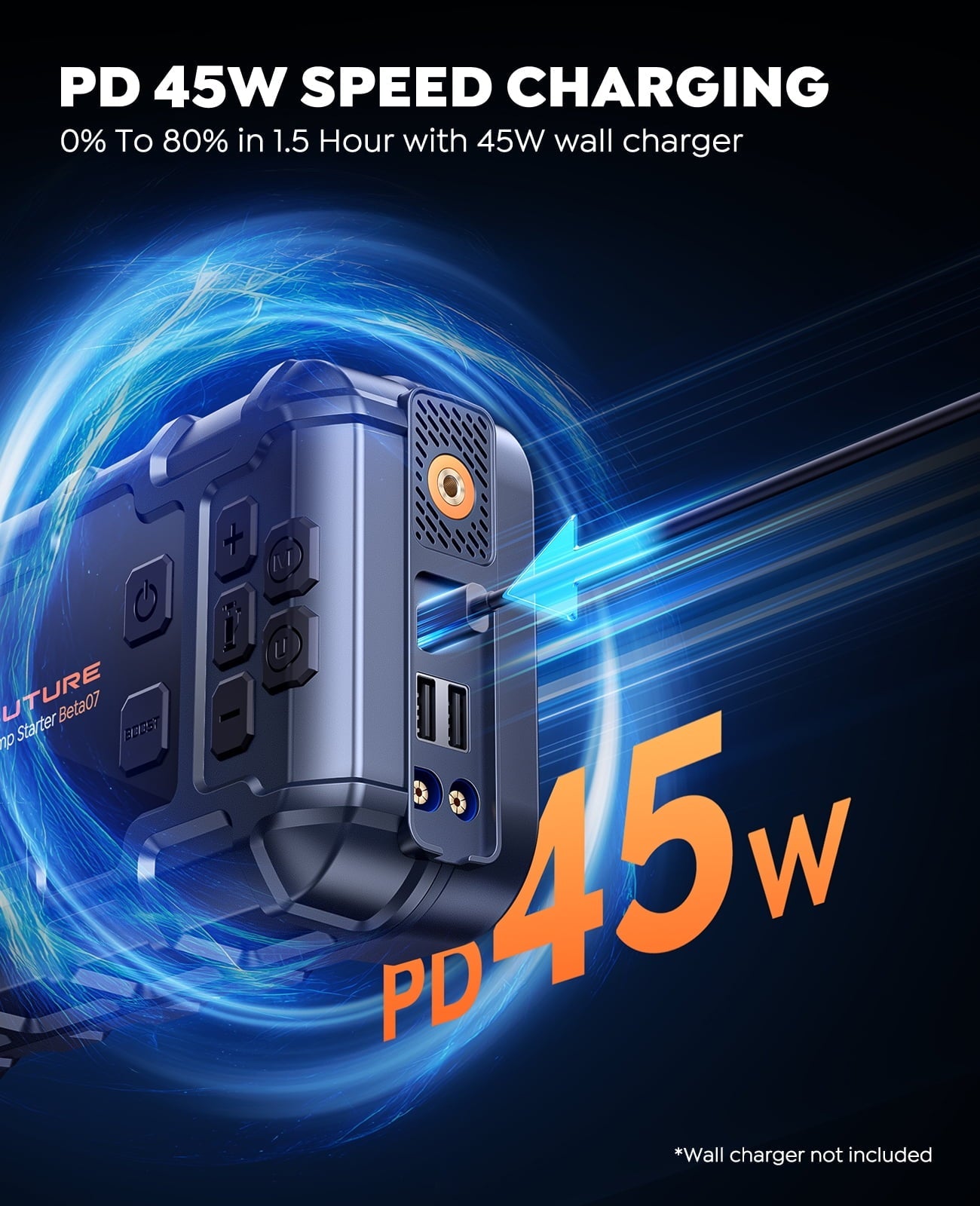 BUTURE 6000A Car Jump Starter with Air Compressor 160 PSI, 45W Charging Battery Booster Pack (All gas/12L Diesel), 7-in-1 Jump Starter Power Bank with LED Display