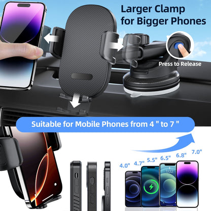 YOOVEE Universal Dashboard & Windshield Car Phone Holder - 360° Rotatable Mount, 3-in-1 Vent/Dash/Windshield Clip for 4-7" Phones, iPhone, Samsung, Google Pixel, Moto