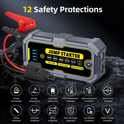 KAIPARA 4000A Car Jump Starter, 37000mWH Portable Power Bank for 12V Gas/Diesel Engines, with LED Light, Compass & Quick-Charge