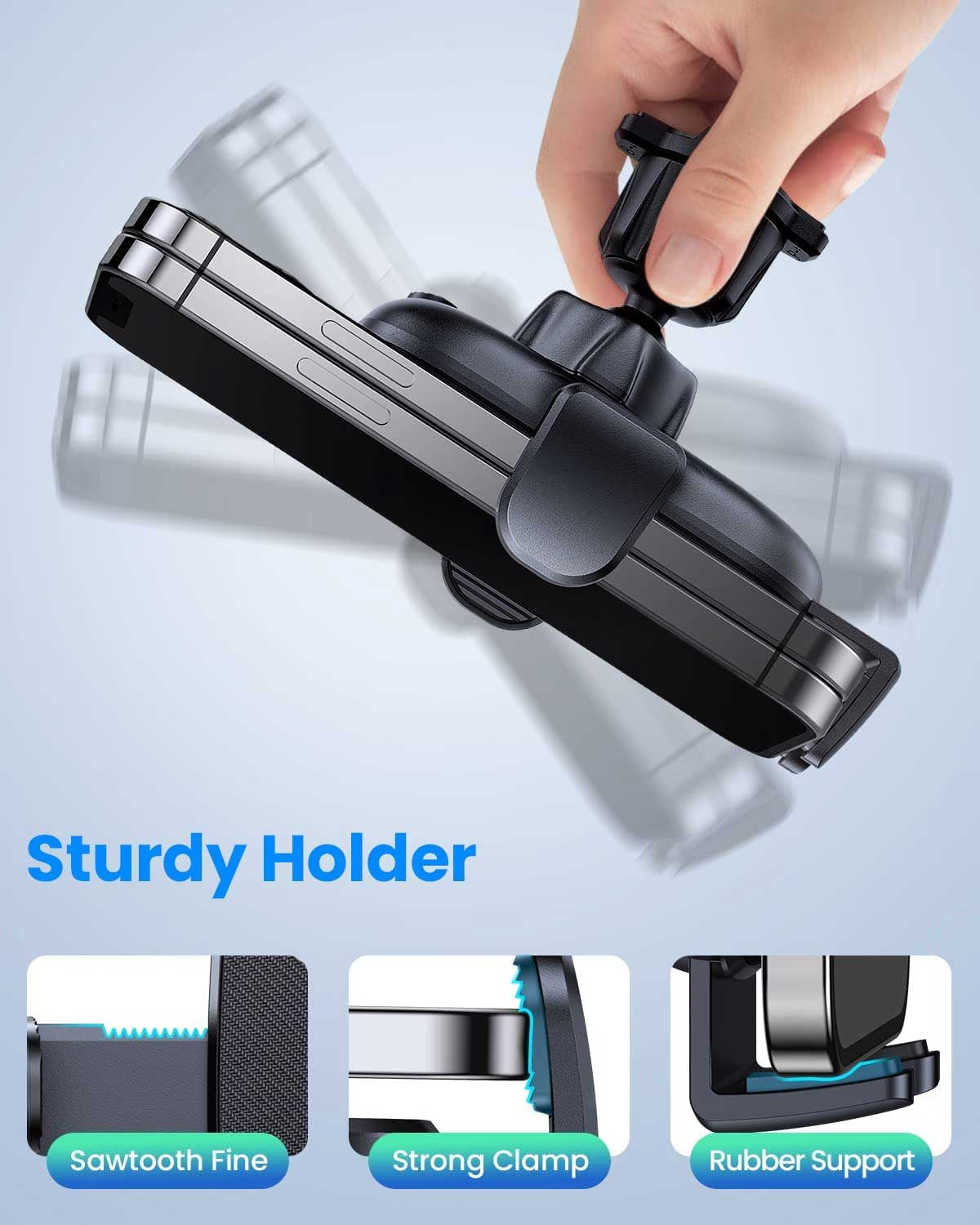GUANDA Car Phone Holder for Air Vent, Secure Hook Clip with 360° Adjustable Mount, Compatible with iPhone, Samsung and Android Phones