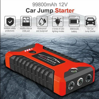 DEISNGB Car Jump Starter,Battery Jump Starter with USB Quick Charge(for All Gas or Diesel Engine) Charger Booster Powerbank Car, Portable Power Bank Charger with Built-in LED Bright Light