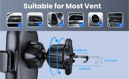 GUANDA Car Phone Holder for Air Vent, Secure Hook Clip with 360° Adjustable Mount, Compatible with iPhone, Samsung and Android Phones